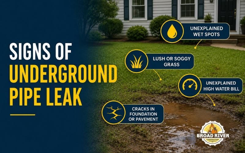 signs of underground pipe leak